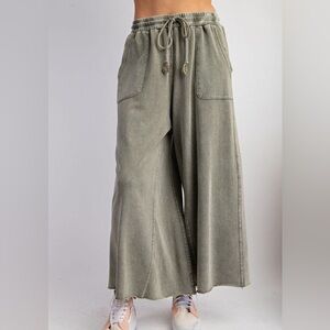 PLUS SIZE | Washed Terry Wide Leg Pants